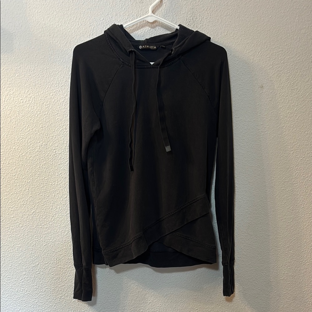 Athleta Black Asymmetrical Hoodie Sweatshirt